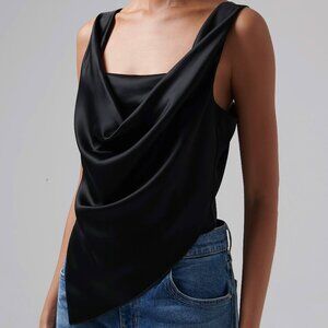 Nanushka Petra Black Satin Top